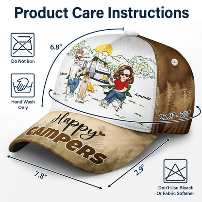 Happy Campers - Gift For Couples Love Camping With Dog - Personalized Classic Cap
