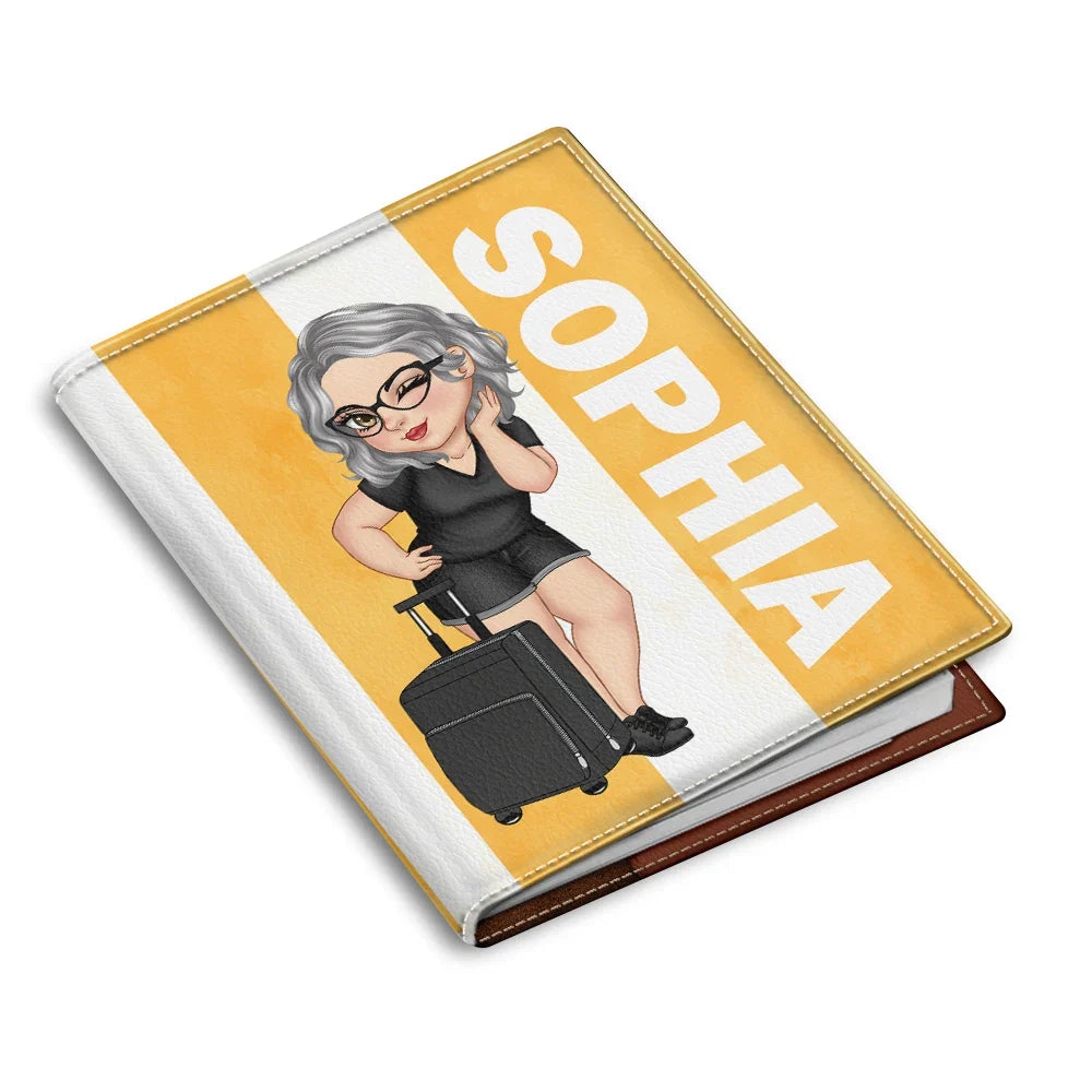 Turban Woman Traveling Around The World - Personalized Passport Cover, Passport Holder