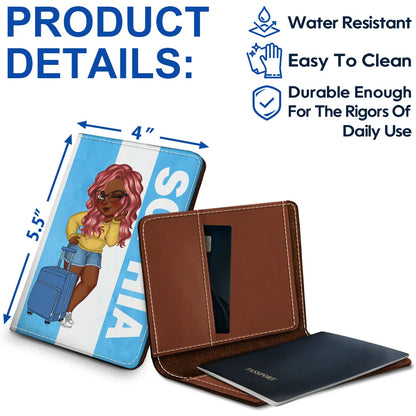 Turban Woman Traveling Around The World - Personalized Passport Cover, Passport Holder