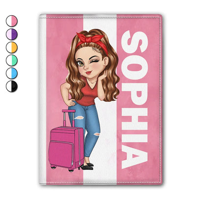 Turban Woman Traveling Around The World - Personalized Passport Cover, Passport Holder