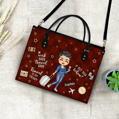 Travel Is My Therapy - Personalized Leather Bag