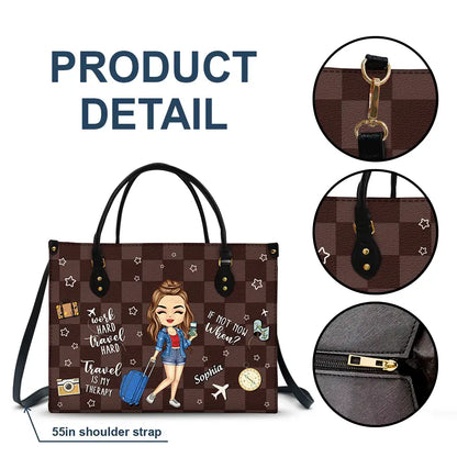 Travel Is My Therapy - Personalized Leather Bag