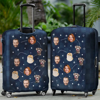 Custom Photo Funny Family Pet Faces - Personalized Luggage Cover