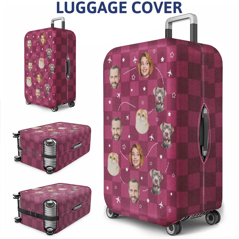 Custom Photo Funny Family Pet Faces - Personalized Luggage Cover