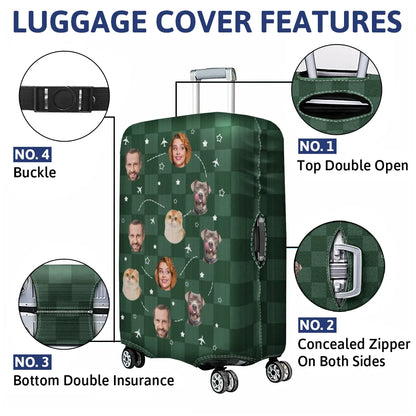 Custom Photo Funny Family Pet Faces - Personalized Luggage Cover