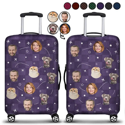 Custom Photo Funny Family Pet Faces - Personalized Luggage Cover