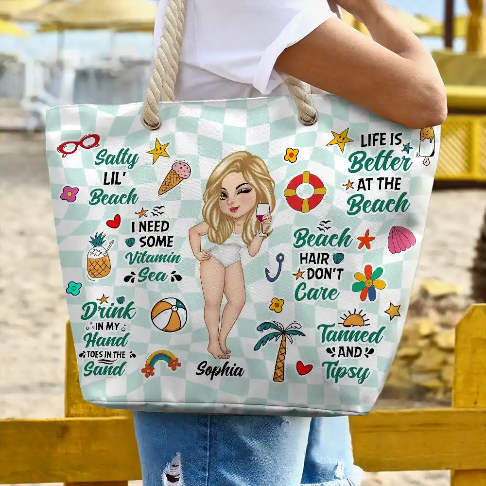 Salty Lil' Beach Retro Summer Vibe - Personalized Beach Bag