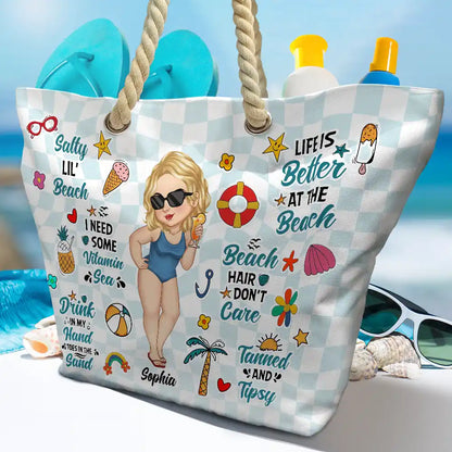 Salty Lil' Beach Retro Summer Vibe - Personalized Beach Bag