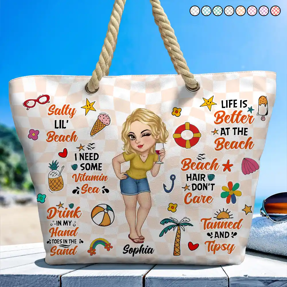 Salty Lil' Beach Retro Summer Vibe - Personalized Beach Bag