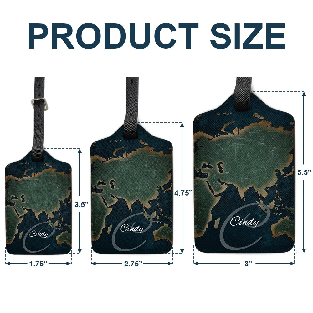 Monogram Name World Map - Personalized Luggage Tag