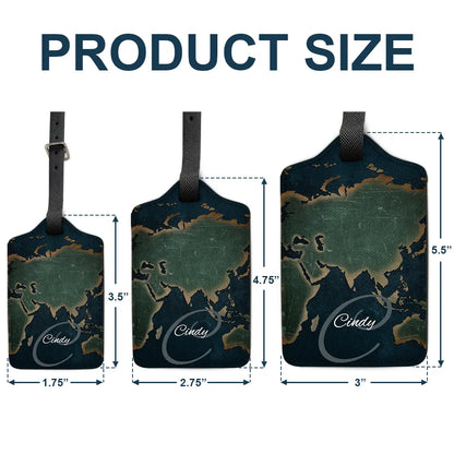 Monogram Name World Map - Personalized Luggage Tag