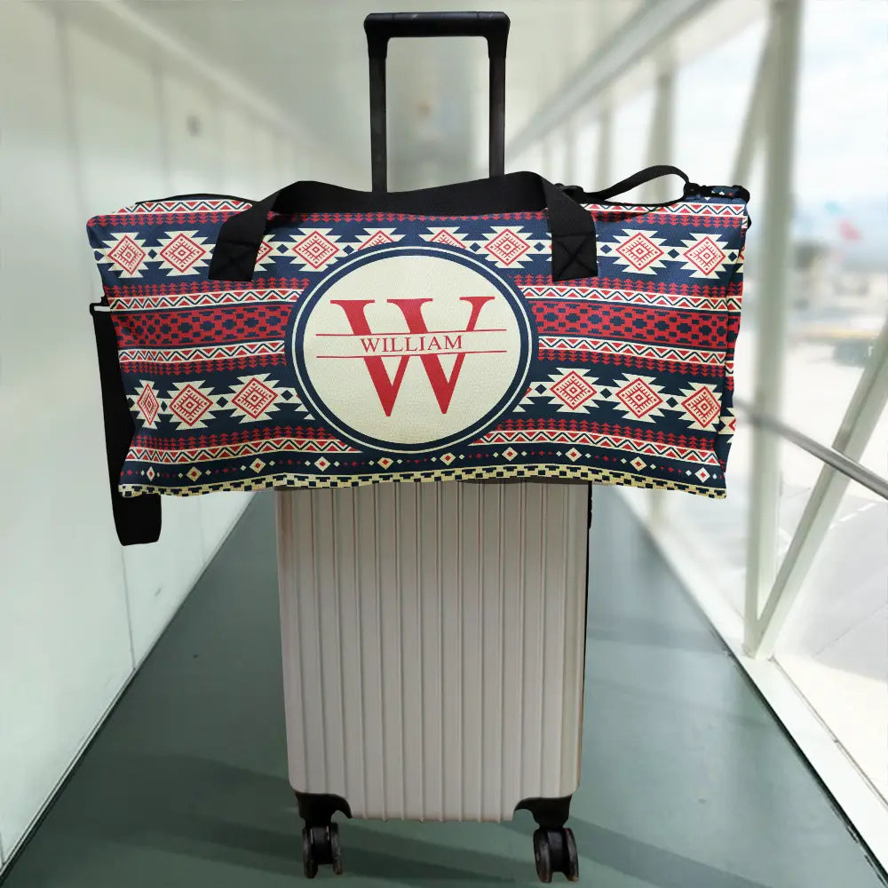 Monogram Name Tribal Pattern - Personalized Duffle Bag