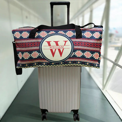 Monogram Name Tribal Pattern - Personalized Duffle Bag