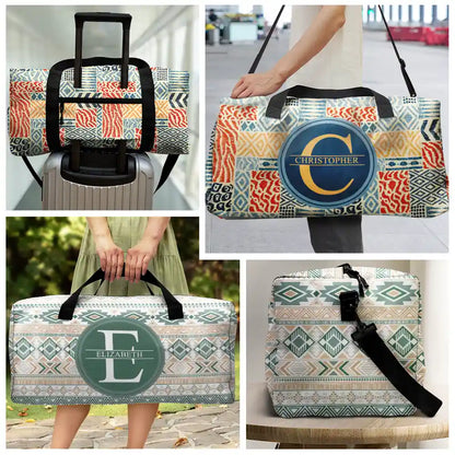 Monogram Name Tribal Pattern - Personalized Duffle Bag