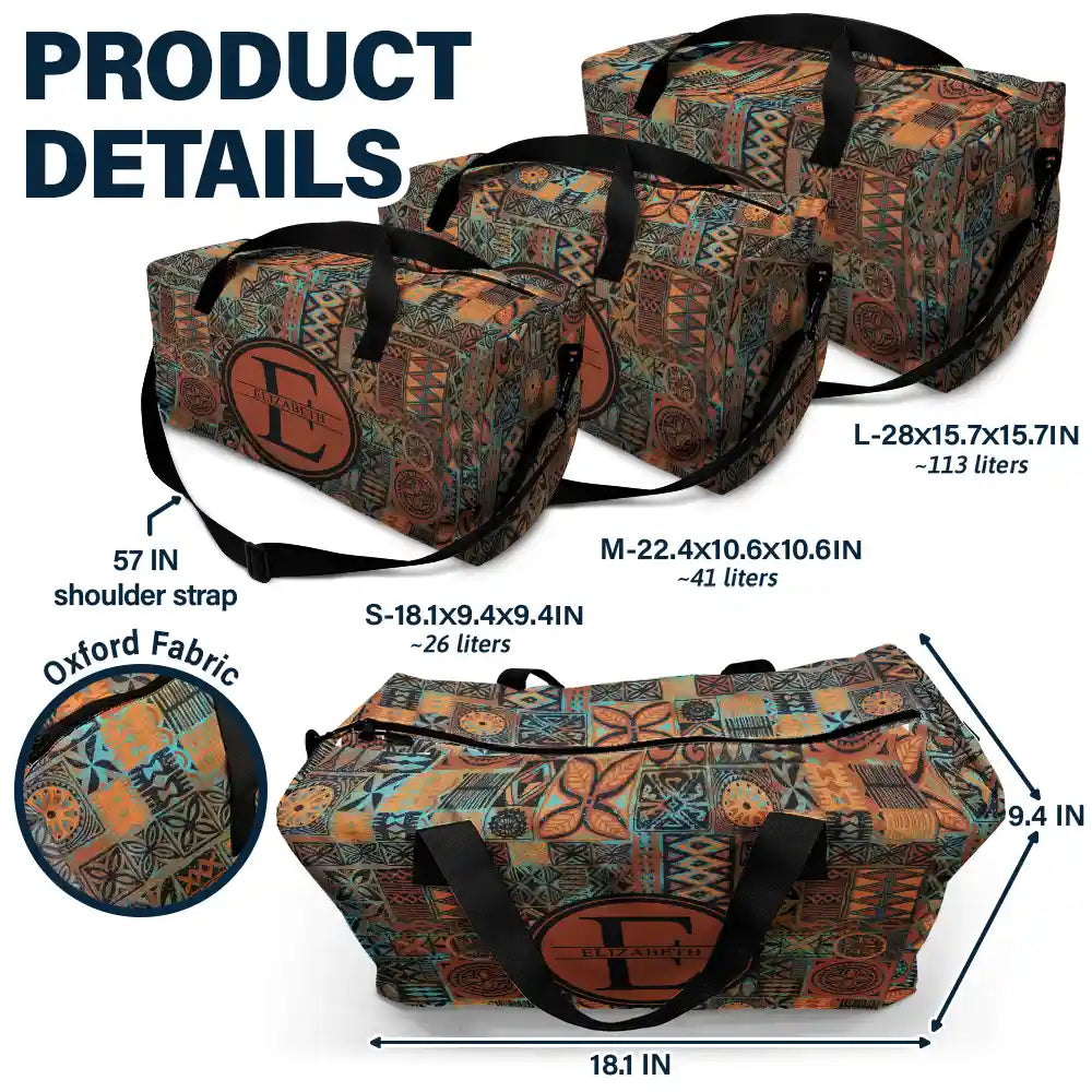 Monogram Name Tribal Pattern - Personalized Duffle Bag