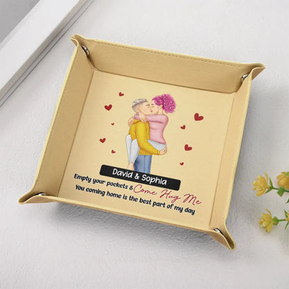 Empty Your Pockets And Come Hug Me - Personalized Leather Valet Tray