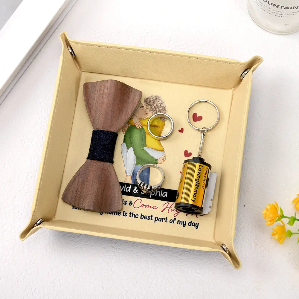 Empty Your Pockets And Come Hug Me - Personalized Leather Valet Tray