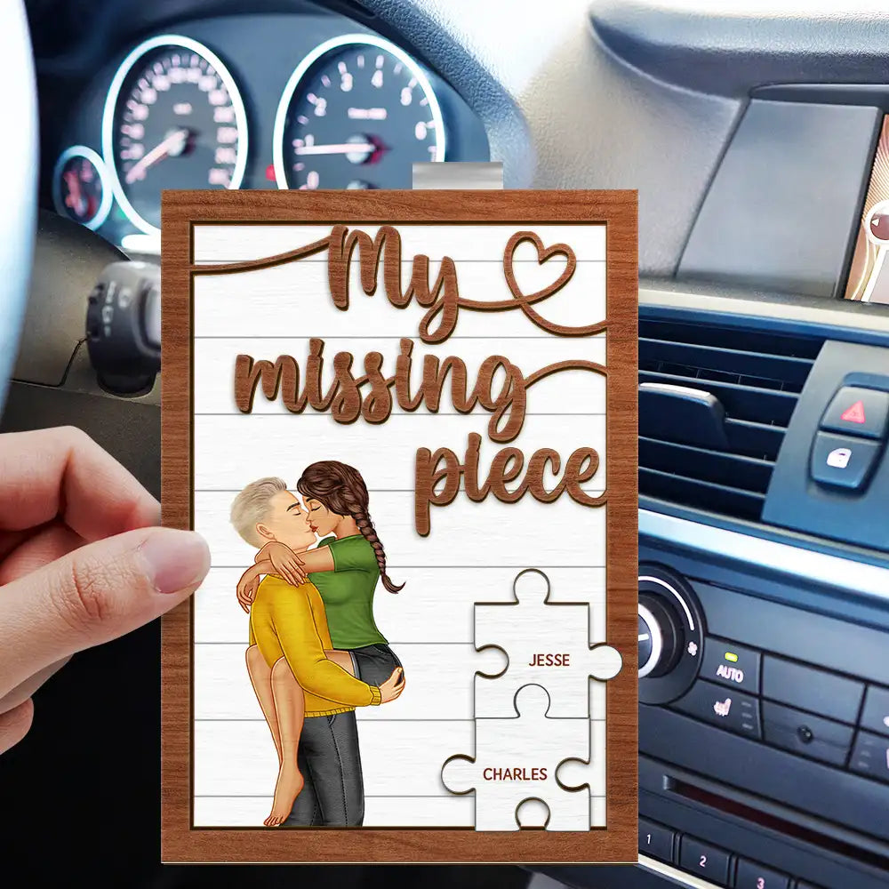 My Missing Piece Kissing Couple - Personalized Custom Shaped Car Visor Clip