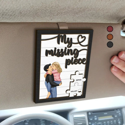 My Missing Piece Kissing Couple - Personalized Custom Shaped Car Visor Clip