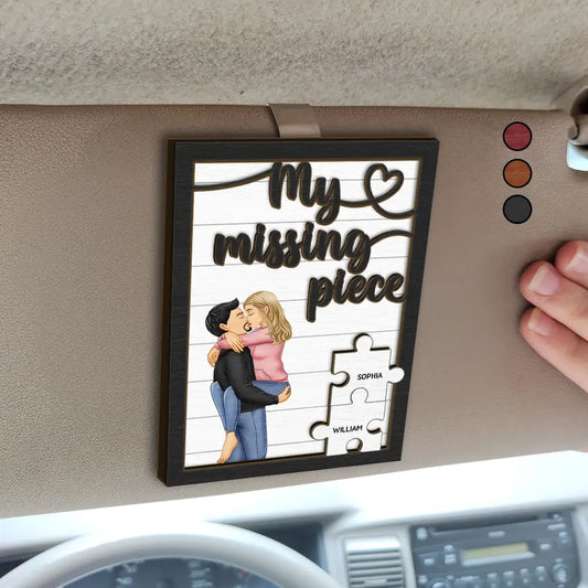 My Missing Piece Kissing Couple - Personalized Custom Shaped Car Visor Clip