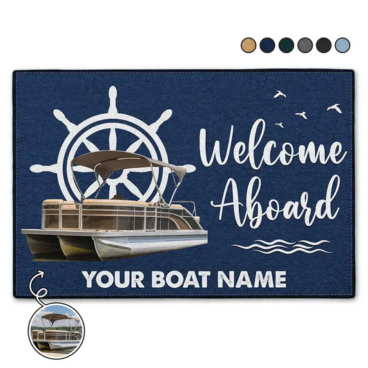 Custom Photo Welcome Aboard Boating Lake River - Personalized Doormat The Next Custom Gift