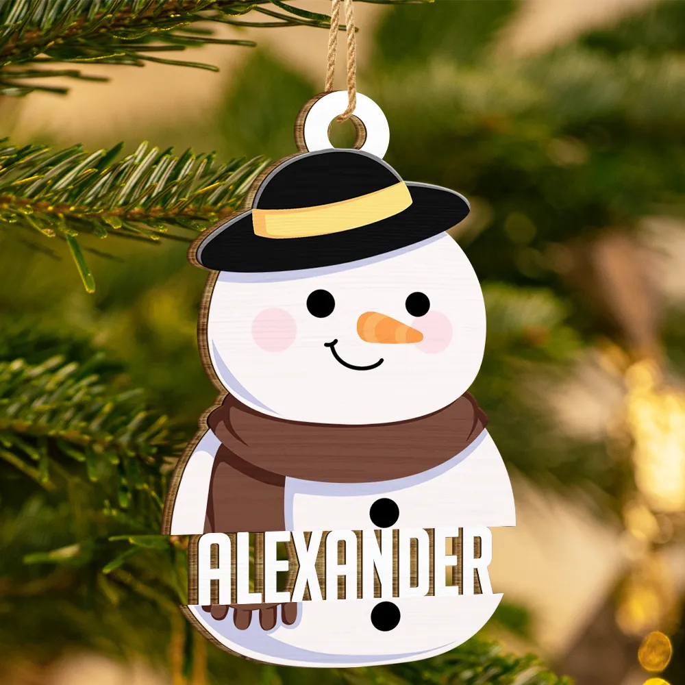 Snowman Character - Personalized Wooden Cutout Ornament