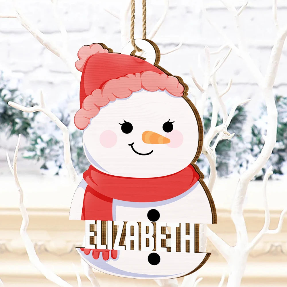 Snowman Character - Personalized Wooden Cutout Ornament