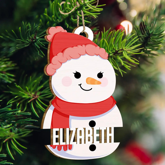 Snowman Character - Personalized Wooden Cutout Ornament