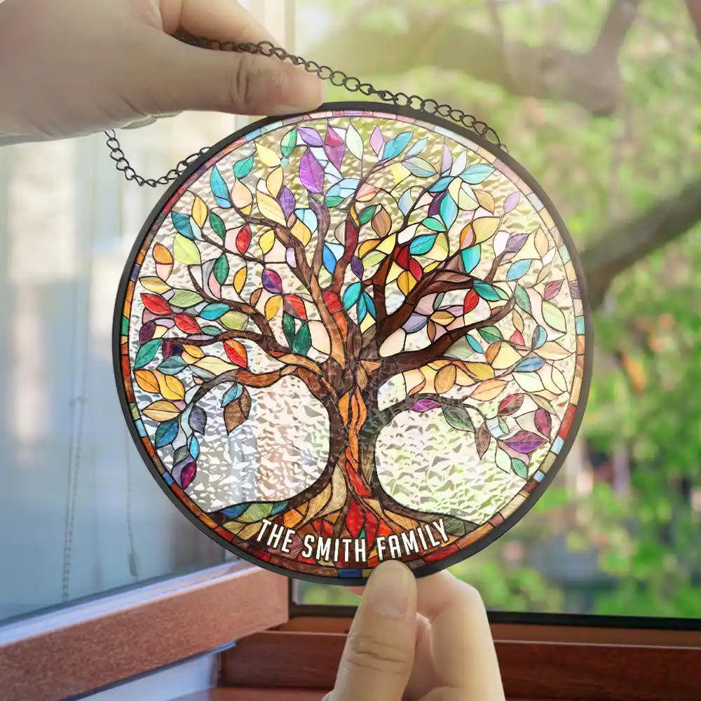 Family Tree Of Life - Personalized Stained Acrylic Window Hanging Suncatcher