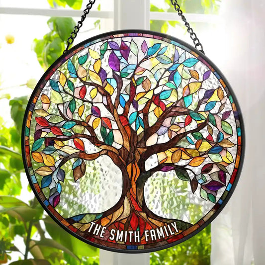 Family Tree Of Life - Personalized Stained Acrylic Window Hanging Suncatcher