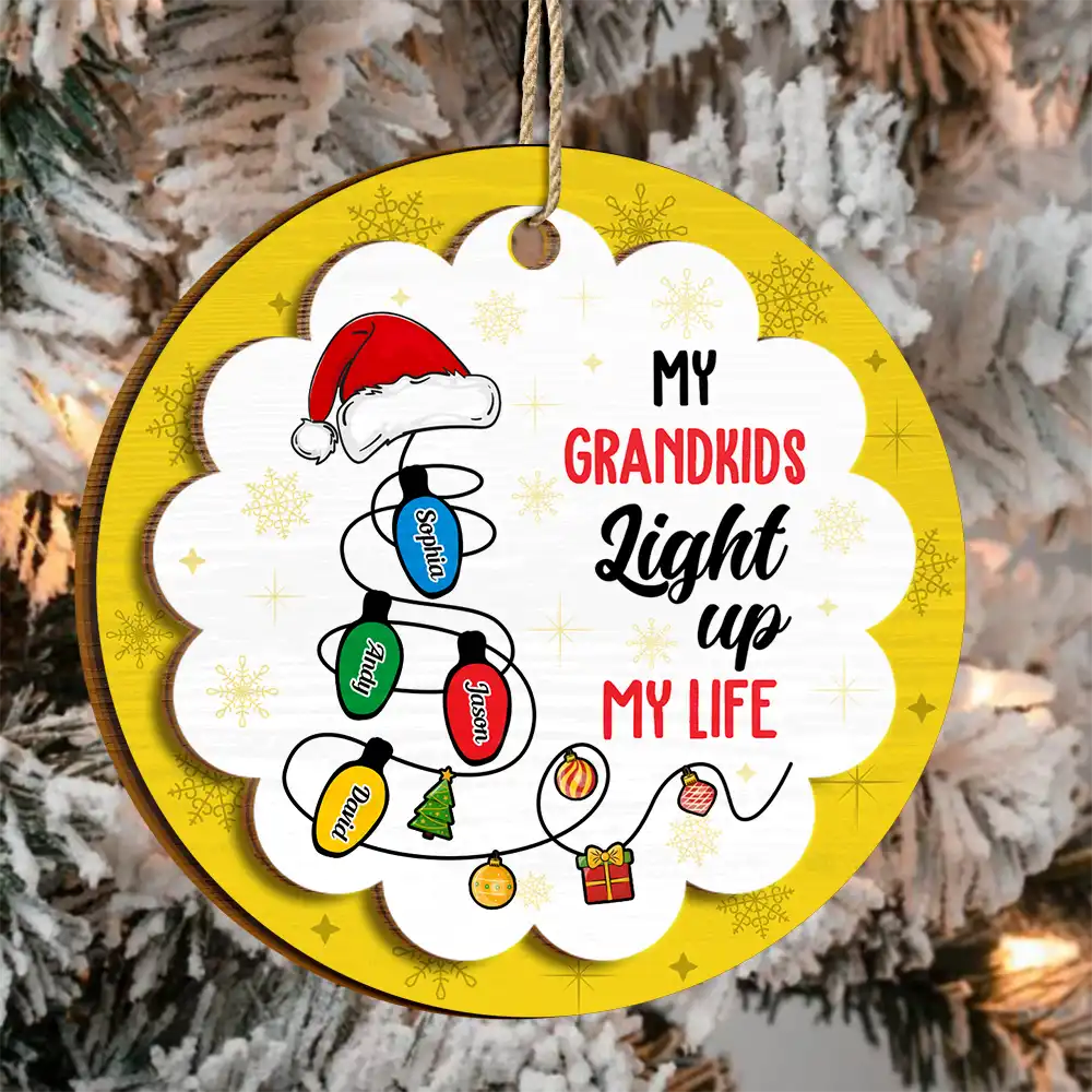 My Grandkids Light Up My Life - Personalized 2-Layered Wooden Ornament