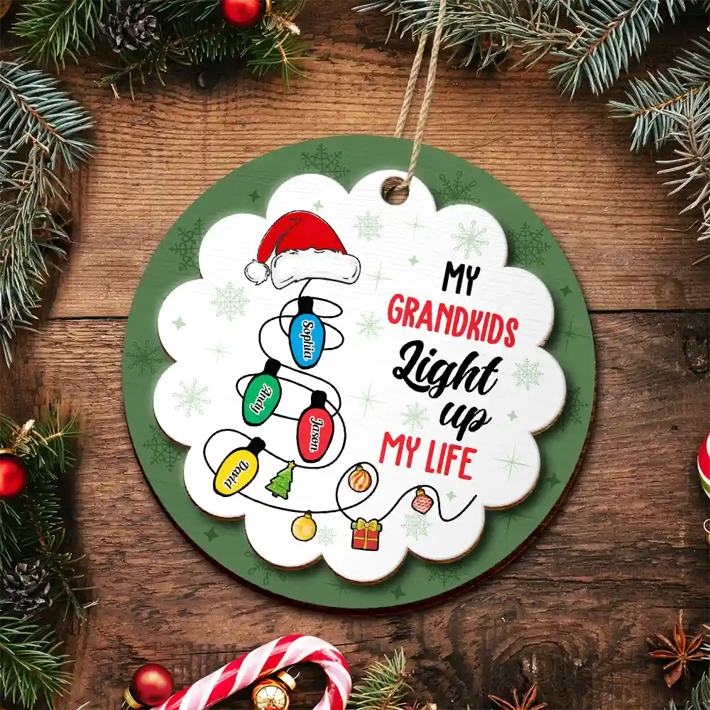 My Grandkids Light Up My Life - Personalized 2-Layered Wooden Ornament