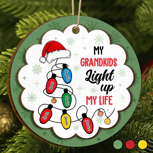 My Grandkids Light Up My Life - Personalized Wooden Ornament