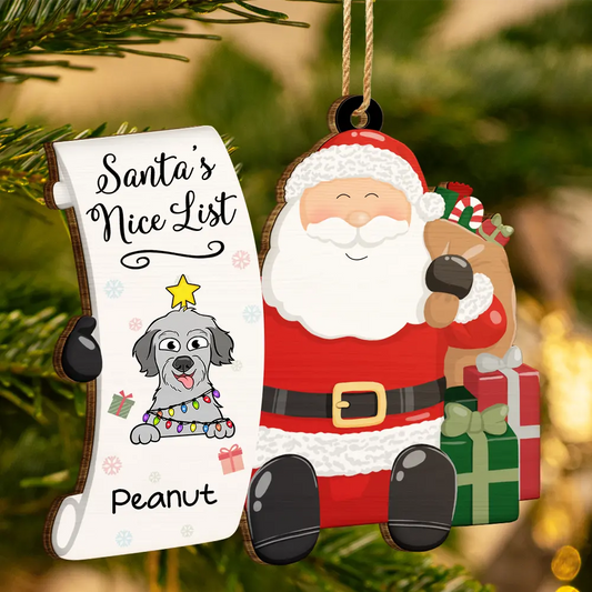 Santa's Naughty List Funny Christmas Cartoon Dogs Cats - Personalized Custom Shaped Wooden Ornament