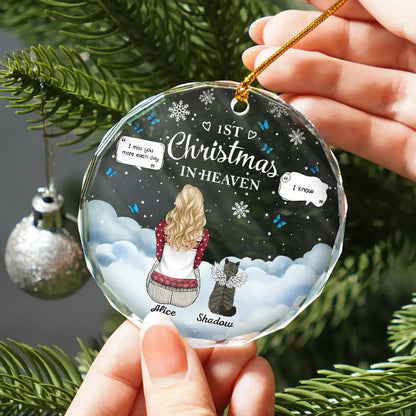 Memorial Dog Cat First Christmas In Heaven - Personalized Circle Acrylic Ornament