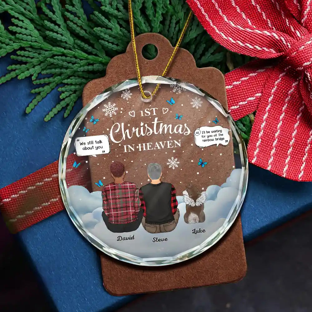 Memorial Dog Cat First Christmas In Heaven - Personalized Circle Acrylic Ornament