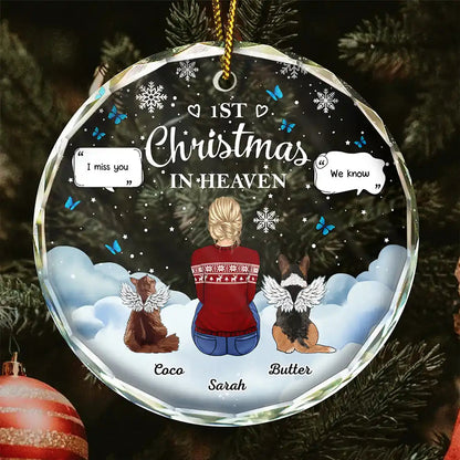 Memorial Dog Cat First Christmas In Heaven - Personalized Circle Acrylic Ornament