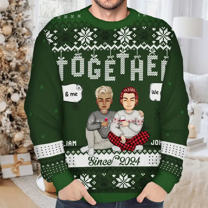 Christmas Couples Together Since - Personalized Unisex Ugly Sweater