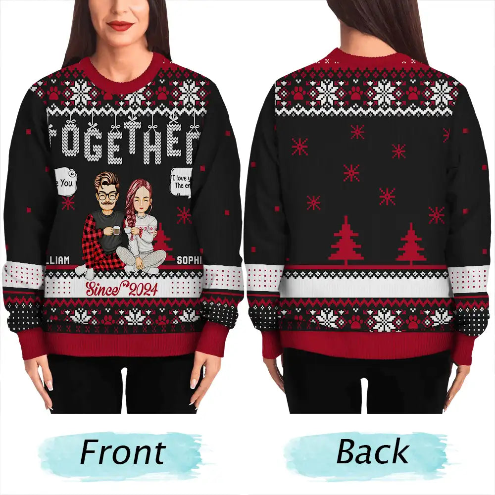 Christmas Couples Together Since - Personalized Unisex Ugly Sweater