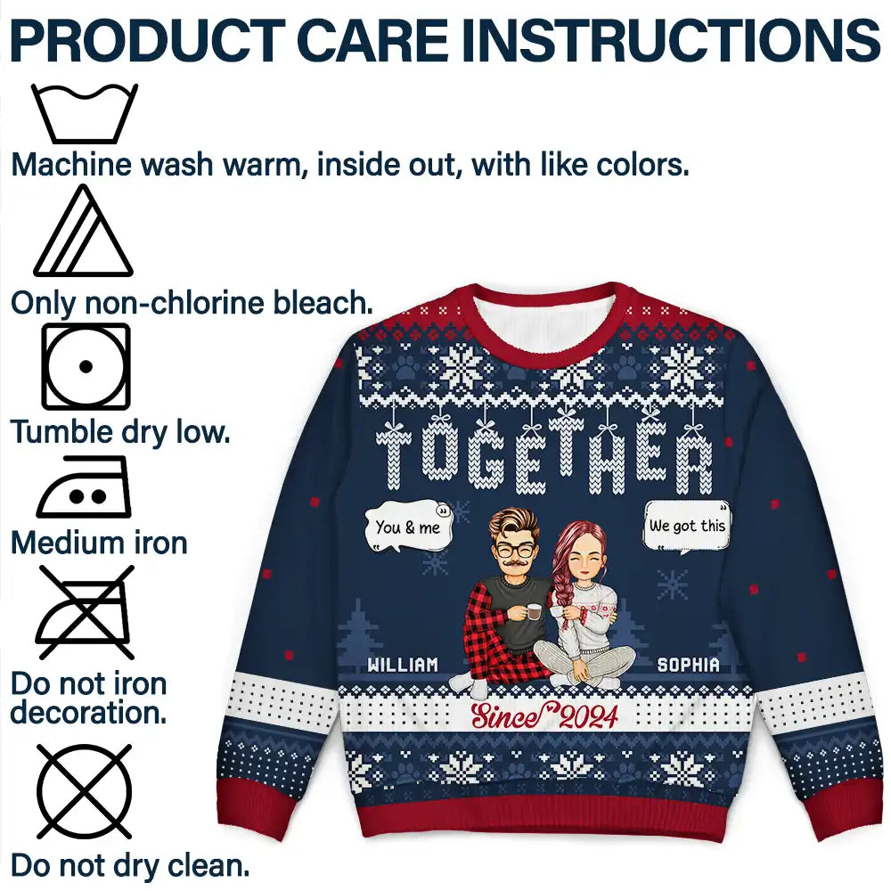 Christmas Couples Together Since - Personalized Unisex Ugly Sweater