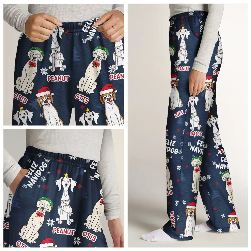 Dog Lovers - Feliz Navidog Merry Woofmas Funny Cartoon Dogs - Personalized Pajama Pants