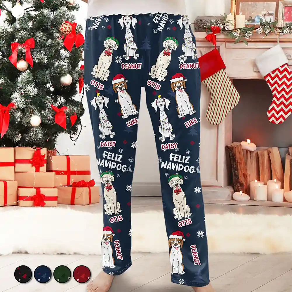 Dog Lovers - Feliz Navidog Merry Woofmas Funny Cartoon Dogs - Personalized Pajama Pants