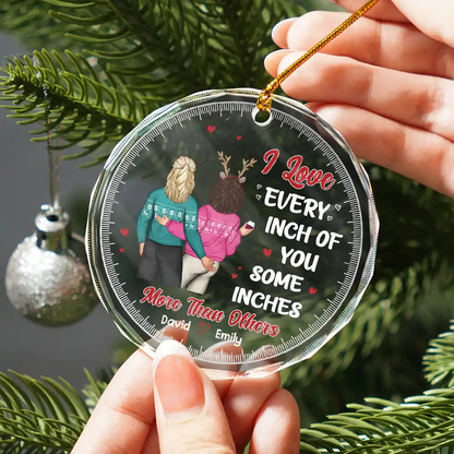 Christmas Couple I Love Every Inch Of You - Personalized Circle Ornament