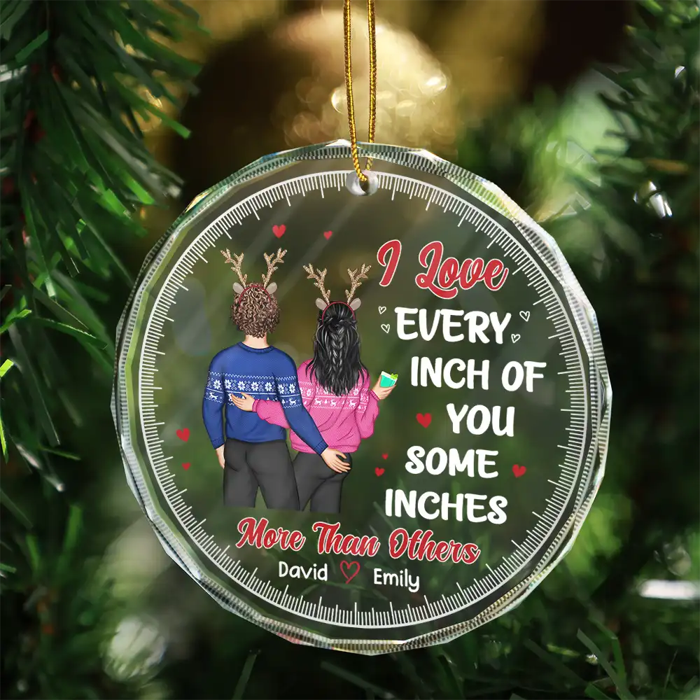 Christmas Couple I Love Every Inch Of You - Personalized Circle Ornament