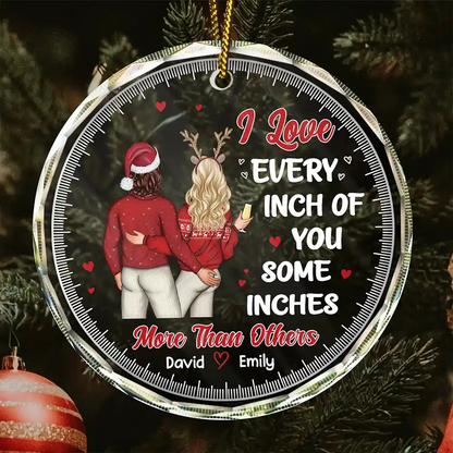 Christmas Couple I Love Every Inch Of You - Personalized Circle Ornament