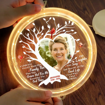 Custom Photo Memorial A Limb Has Fallen From Our Family Tree - Personalized LED Pendant Light