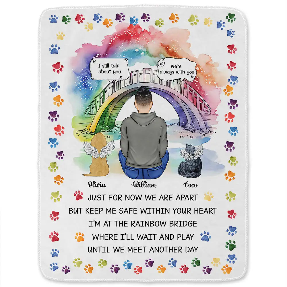 Pet Lovers,Dog Lovers,Cat Lovers - Dog Cat Memorial Keep Me Safe Within Your Heart - Personalized Fleece Blanket, Sherpa Blanket