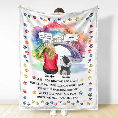 Pet Lovers,Dog Lovers,Cat Lovers - Dog Cat Memorial Keep Me Safe Within Your Heart - Personalized Fleece Blanket, Sherpa Blanket