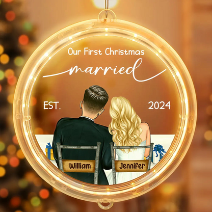 Our First Christmas Married - Personalized LED Pendant Light