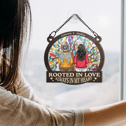 Memorial Family Tree Of Life Rooted In Love Always In Our Hearts - Personalized Window Hanging Suncatcher Ornament